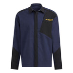 Men's adidas Terrex Voyg Ls s Solid Color Chest Zipper Pocket Detail Long Sleeves Navy Blue Shirt HN2041
