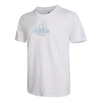 Men's adidas Back Printing Casual Round Neck Pullover Short Sleeve White T-Shirt IB9423