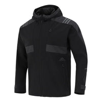 adidas Athleisure Casual Sports hooded Training Knit Jacket Black H40235