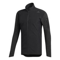 Men's adidas Solid Color polka dots Logo Zipper Stand Collar Jacket Black BQ7723