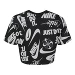 (WMNS) Nike Just Do It Full Print Logo Short Sleeve 'Black Grey' AR6348-010