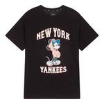 MLB  Disney Mickey Crossover New York Yankees Basic Printing Round Neck Short Sleeve Unisex Black 31TSK3031-50L