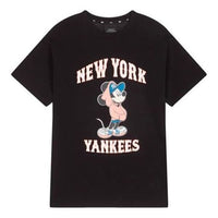 MLB  Disney Mickey Crossover New York Yankees Basic Printing Round Neck Short Sleeve Unisex Black 31TSK3031-50L
