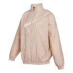 (WMNS) Nike Sportswear Essential Logo Pattern Wrinkled Woven Loose Stand Collar Jacket Pink DM6182-601