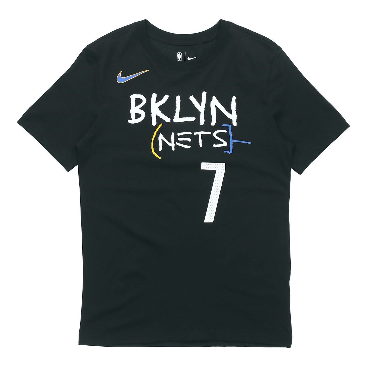 Nike NBA Brooklyn Nets Durant No. 7 Sports Basketball Breathable Running Short Sleeve Black CT9420-014