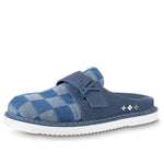 LOUIS VUITTON Easy Mules 'Blue Denim Plaid' 1AA0BX