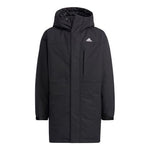adidas Cb Mid Parka Logo Solid Color Mid-Length Sports Hooded With Down Feather Jacket Black H20764