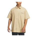 Men's adidas Back Alphabet Printing Pattern Lapel Short Sleeve Khaki Shirt HZ7032