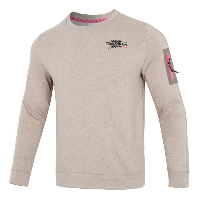 Nike Back Smiling Face Pattern Printing Round Neck Pullover Long Sleeves Hoodie Men's Grey DQ7867-040
