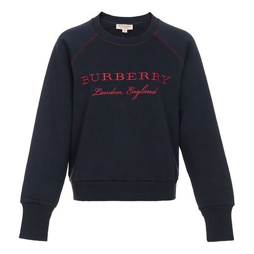 (WMNS) Burberry Logo Embroidered Hoodie Deep Blue 40529791