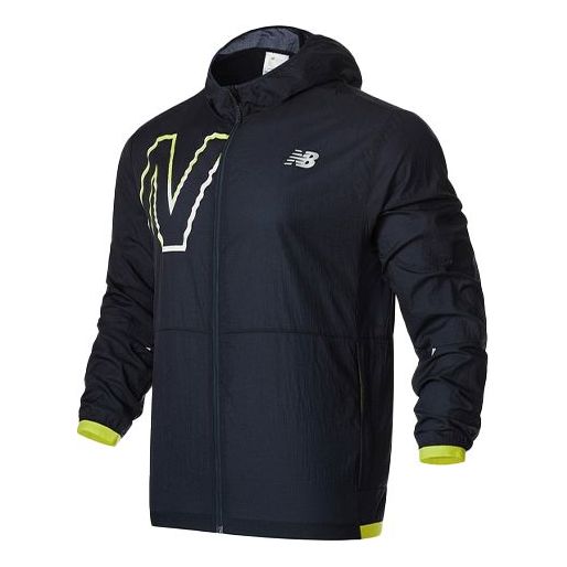 New Balance Men's New Balance Logo Printing Sports Hooded Jacket Navy Blue MJ01238-SYE