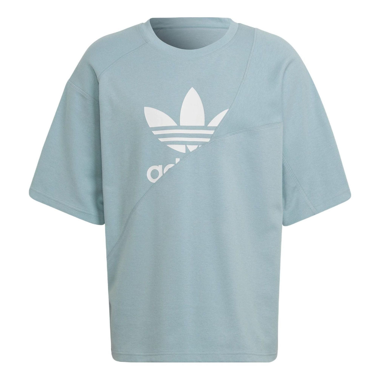 adidas originals Sports Large Logo Solid Color Splicing Short Sleeve Gray Green HC4509
