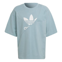 adidas originals Sports Large Logo Solid Color Splicing Short Sleeve Gray Green HC4509