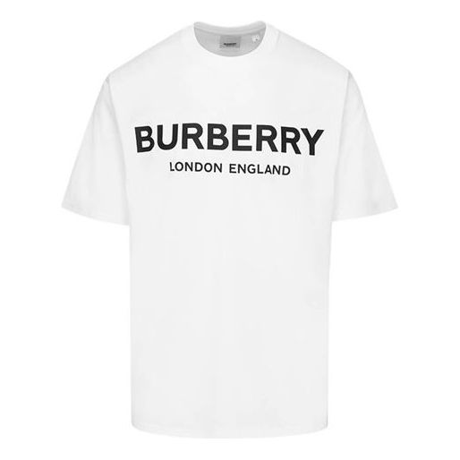 Burberry Cotton Logo Printing Classic Short Sleeve Unisex White 8026017