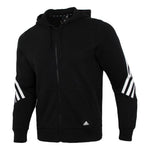 adidas Three Stripe knitting Hooded Jacket Coat Black H46526