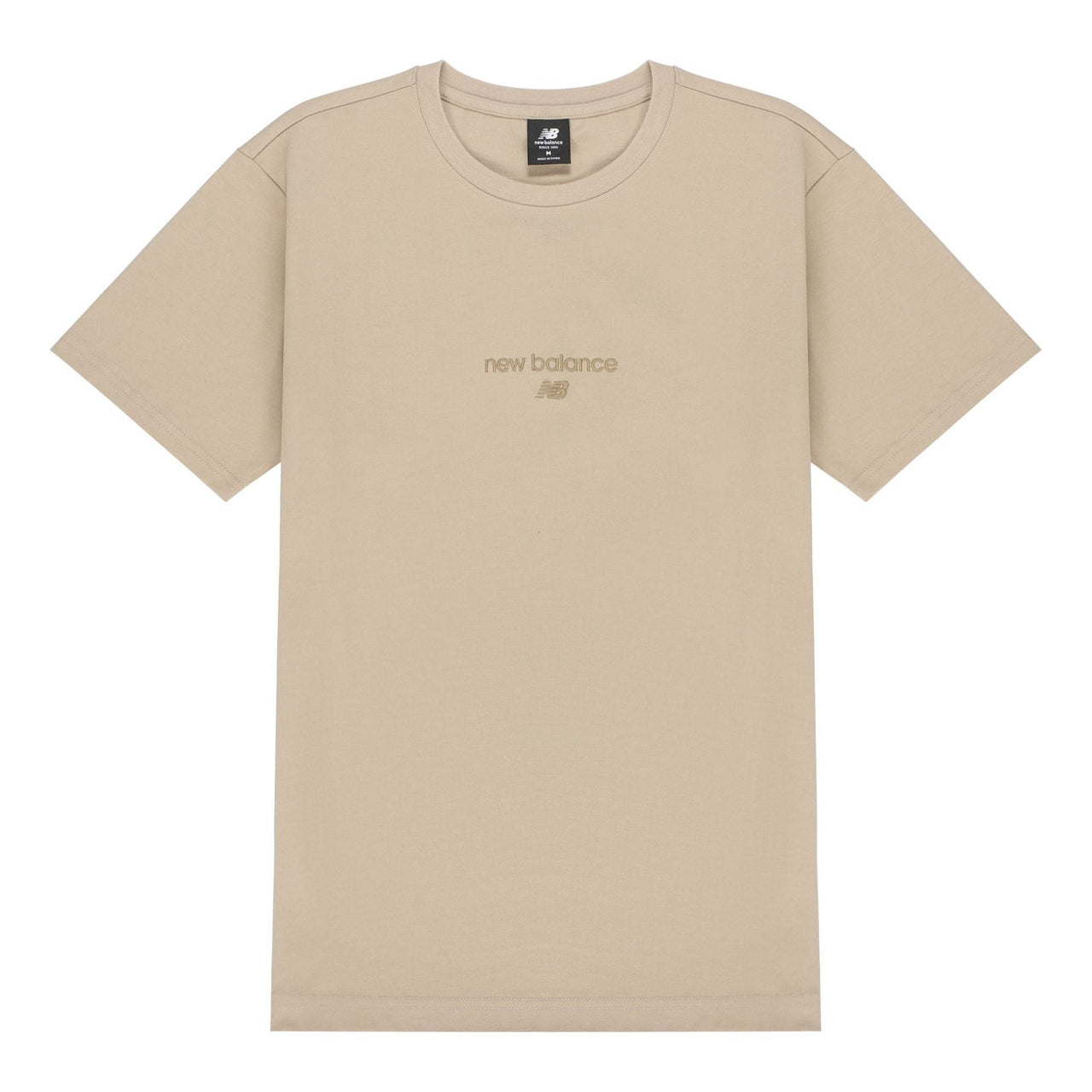 New Balance Logo Embroidered Knit Sports Round Neck Short Sleeve Light Grey T-Shirt AMT21548-PEB