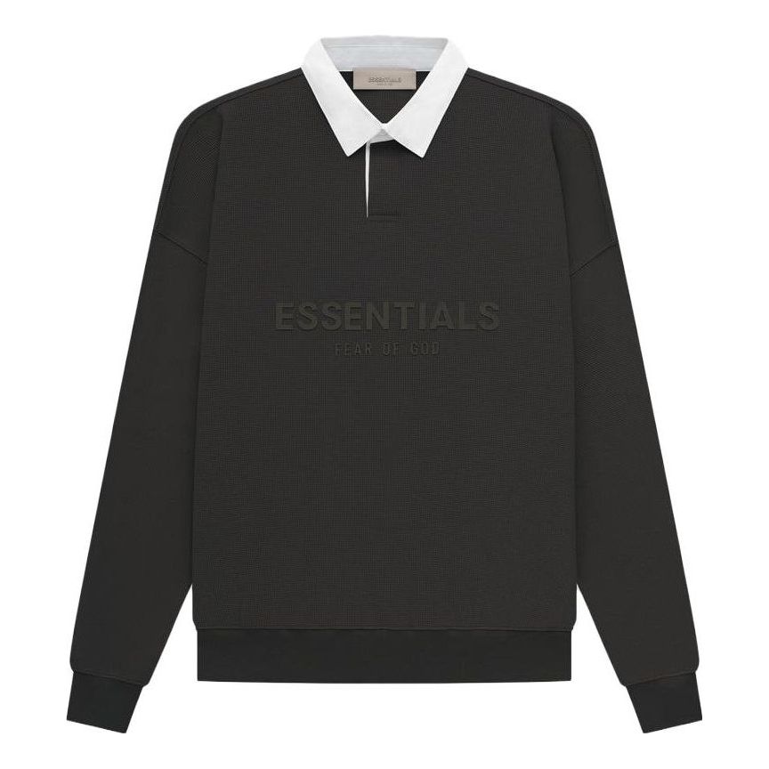 Fear of God Essentials SS23 Waffle Long Sleeve Polo Shirt 'Off-Black' FOG-SS23-058