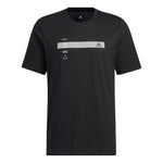 Men's adidas Stripe Printing Sports Short Sleeve Black T-Shirt HM5150