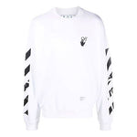 Men's Off-White FW21 Arrow Logo Printing Pullover Round Neck Loose Fit White OMBA054F21FLE0110110