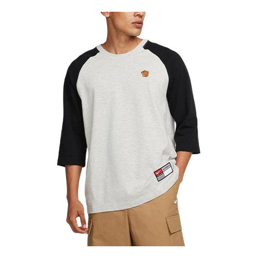 Nike SB Colorblock Round Neck Pullover Three-Quarter Sleeve T-Shirt Unisex Gray DV1726-050