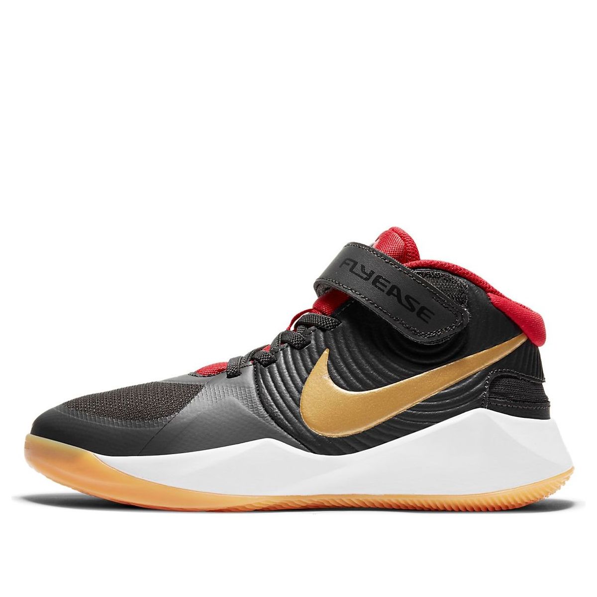 (GS) Nike Team Hustle D 9 FlyEase 'Black Red Gold' BV2952-003