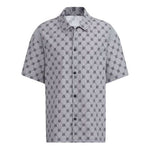 Men's adidas neo Pattern Full Print Athleisure Casual Sports Short Sleeve Shirt Gray IB5858