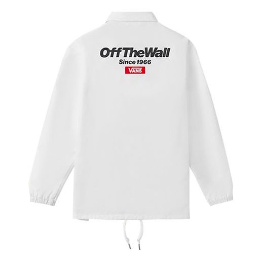 Vans Back Alphabet Logo Printing Jacket Couple Style White VN0A489UWHT