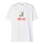 (WMNS) Burberry Deer Printing Cotton Loose Short Sleeve White 80136641