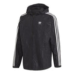 Men's adidas originals Stripe Logo Casual Sports Hooded Jacket Autumn Black GD5844