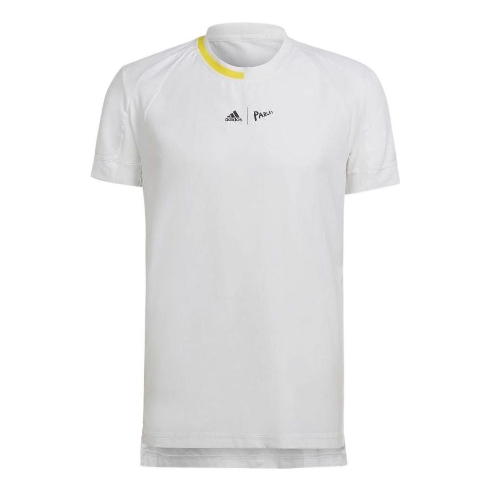 Men's adidas Colorblock Logo Printing Short Sleeve White T-Shirt HC8541