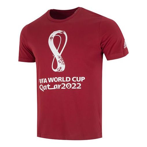 Men's adidas Oe Tee Alphabet Pattern Round Neck Short Sleeve Wine Red T-Shirt HD6366