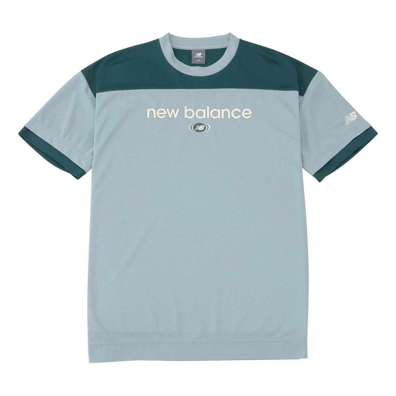 New Balance Linear Logo Honeycomb Mesh T-shirt 'Salt Marsh' AMT45072-SAM