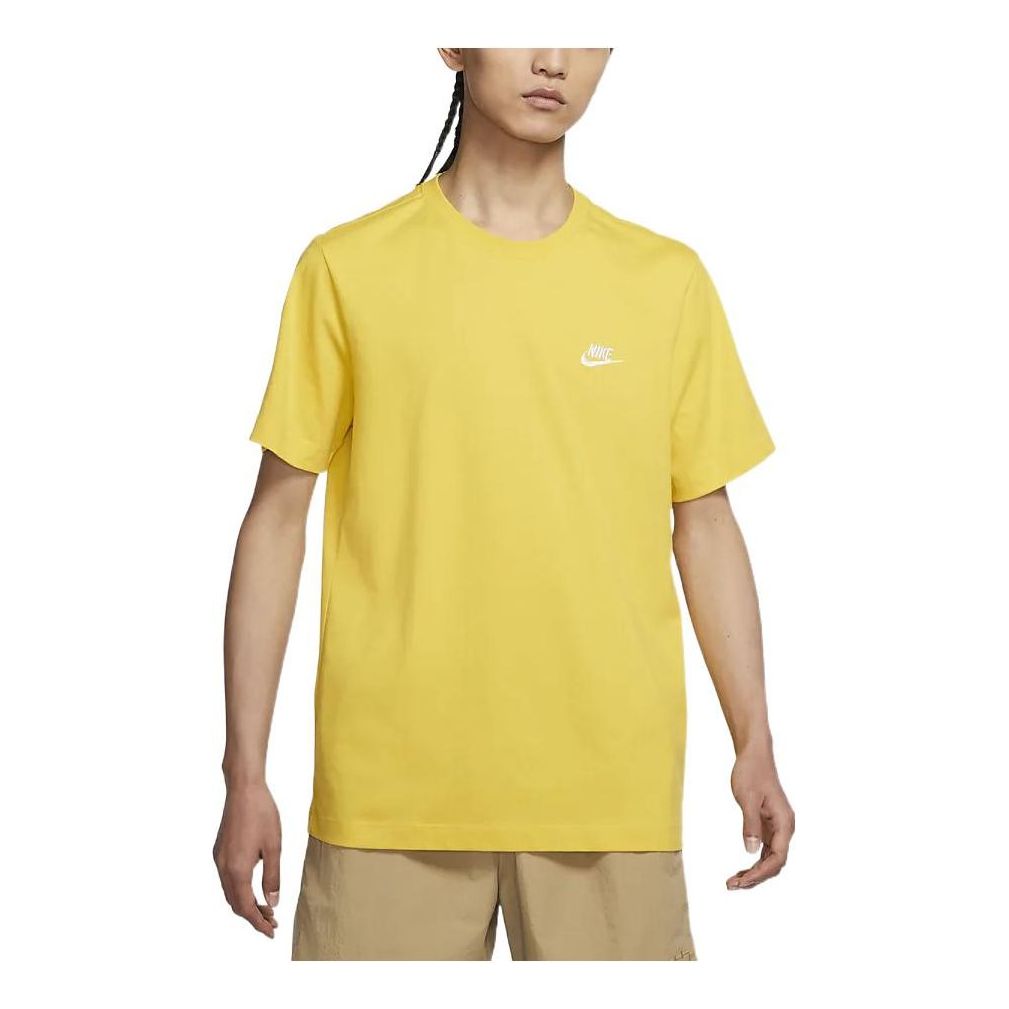 Nike Solid Color Embroidered Small Round Neck Short Sleeve Yellow AR4999-709