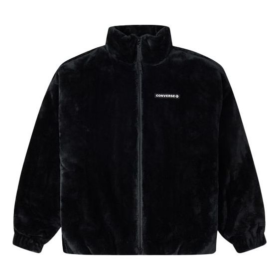 Converse Loose Stand Collar Stay Warm Logo Jacket Couple Style Black 10023526-A01