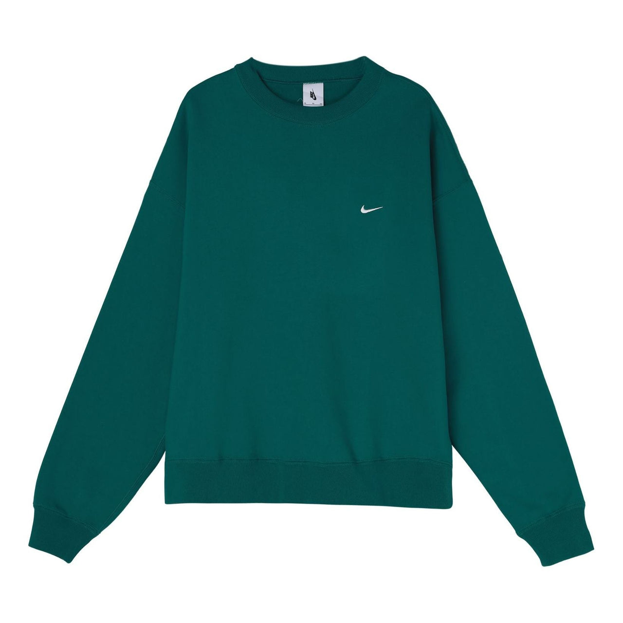 Men's Nike Lab Fleece Crew Solid Color Plush Stay Warm Sports Round Neck Pullover Green DA0318-340