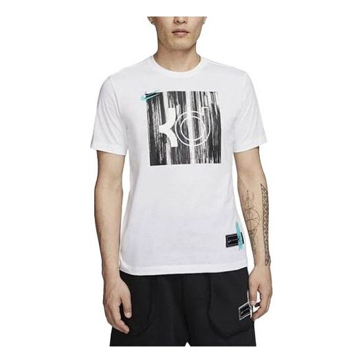 Men's Nike Casual Sports Printing Round Neck Short Sleeve White T-Shirt DD9276-100