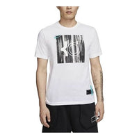 Men's Nike Casual Sports Printing Round Neck Short Sleeve White T-Shirt DD9276-100