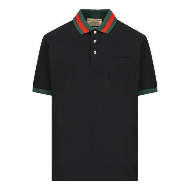 Gucci Cotton Piquet Polo With Web Collar 'Black' 701735-XJELJ-1043