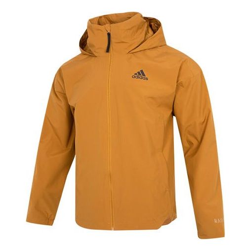 Men's adidas Traveer Rr J Athleisure Casual Sports Woven Logo Stripe Hooded Jacket Yellow HG6013