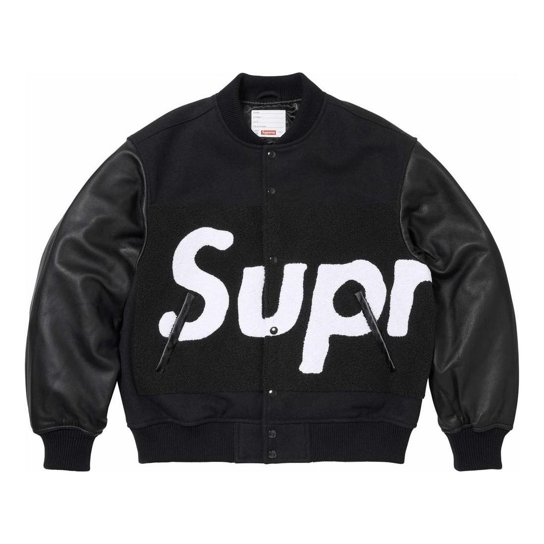 Supreme Big Logo Chenille Varsity Jacket 'Black Whtie' SUP-SS24-005