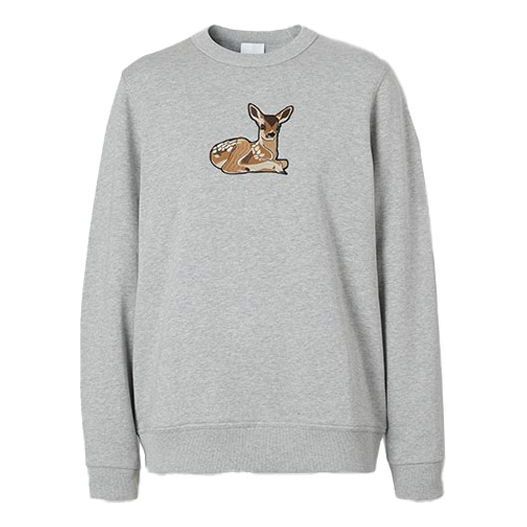 (WMNS) Burberry Deer Pattern Cotton Loose Swea Grey 80321171