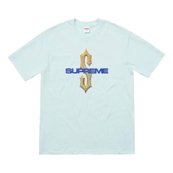 Supreme SS18 Diamonds Tee Pale Blue Diamond Printing Short Sleeve Unisex SUP-SS18-0113