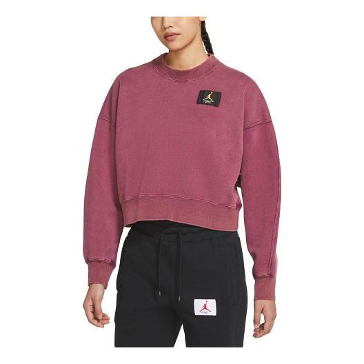 (WMNS) Air Jordan Flight Round-neck Swea Deep-Wine CV7786-610