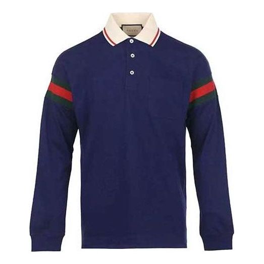 Gucci Cotton Jersey Polo Shirt With Web 'Blue' 715268-XJETR-4030
