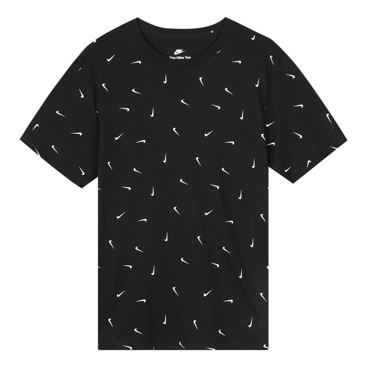 Men's Nike Logo Full Print Round Neck Pullover Short Sleeve Black T-Shirt DR7910-010