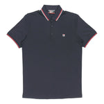 FILA Logo Solid Color Sports Short Sleeve Knitted Polo Shirt For Men Blue F11M021121G-NV