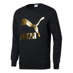 PUMA Bronzing Printing Round Neck Pullover Black 595892-51