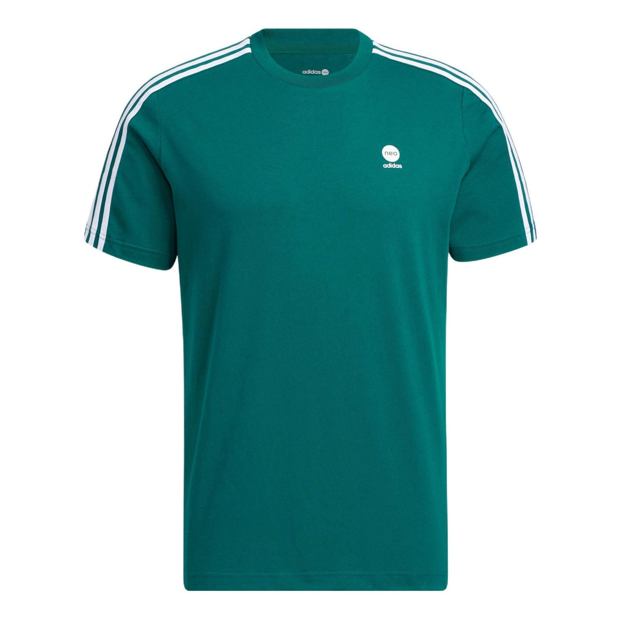 Men's adidas neo Stripe Micro Mark Home Casual Short Sleeve Green T-Shirt HT7350