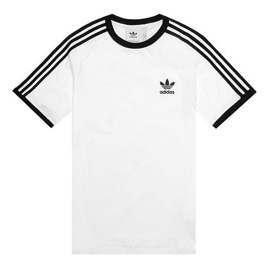 adidas originals 3-Stripes Tee Casual Round Neck Loose Logo Stripe Short Sleeve White CW1203
