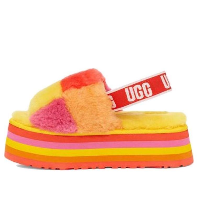 (WMNS) UGG Disco Checker Slide Thick Sole Sandals Yellow 1113490-PRYW